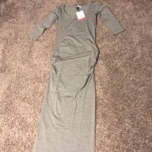 Grey Maternity dress with side slit - NWT